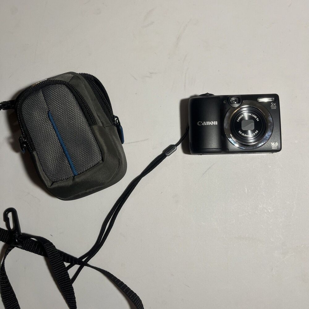 Canon PowerShot A1400 PC1900 HD 16MP Digital Camera Black and Batteries/Case